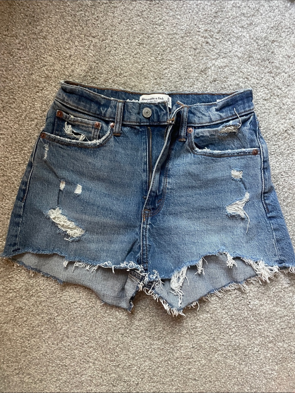 Abercrombie & Fitch Distressed Blue Denim Jean Shorts